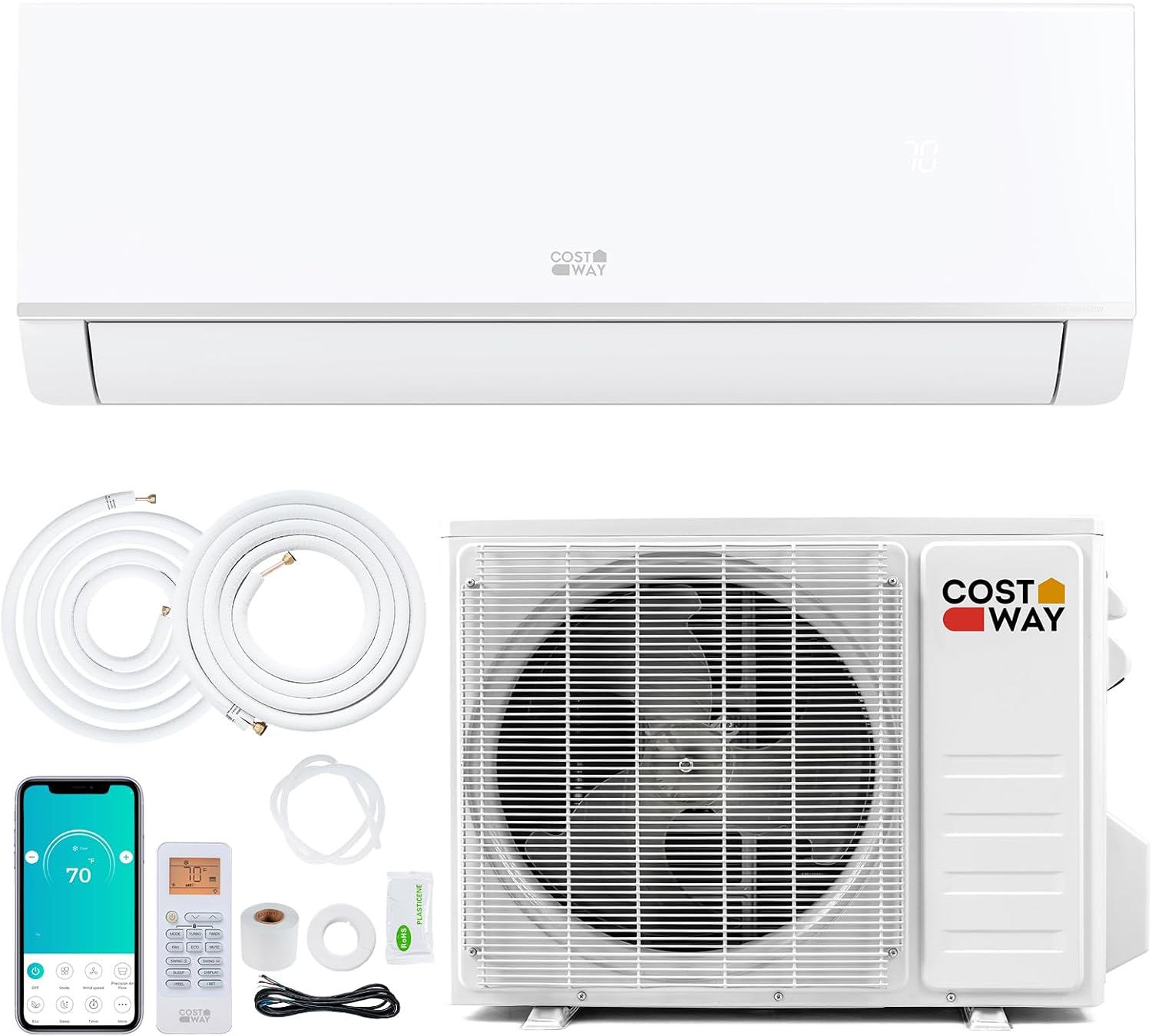 9,000 BTU Mini Split AC & Heat Pump - R32 Gas, 208-230V, WiFi Yes, 21 SEER2